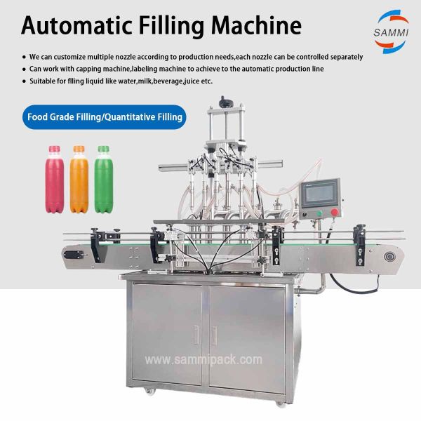 Automatic Straight Line 4 Heads Automatic Servo Liquid Filling Machine 100-1000ml