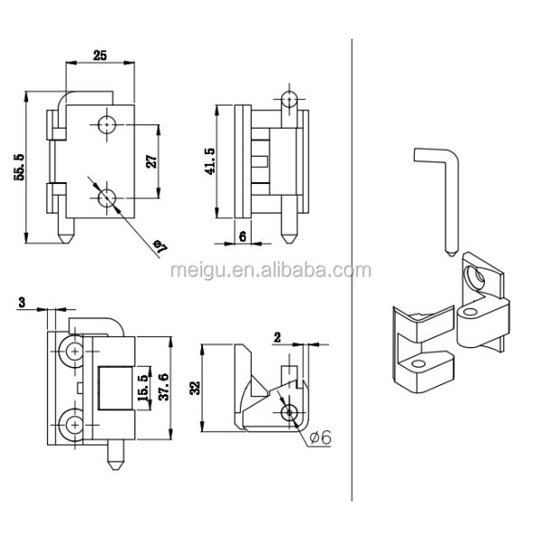 Detachable Mechanical Concealed Cabinet Hinges Black Powder Coated