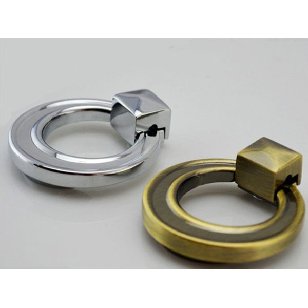 Classical Antique Bronze Cabinet Ring Pulls , 43mm Dia Zinc Alloy Retro Furniture Handles