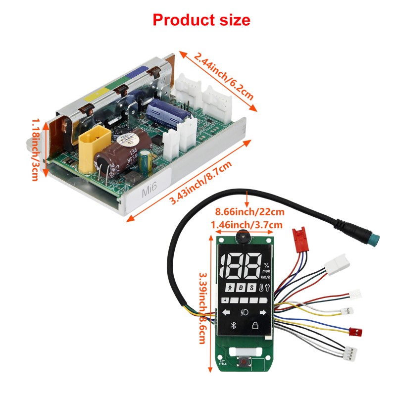 72V 500W LED Display Control Board with Wire Harness for Electric Scooter LCD Dashboard Module