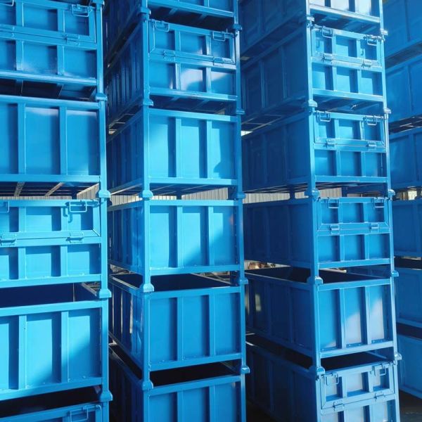 Industrial storage boxes in use