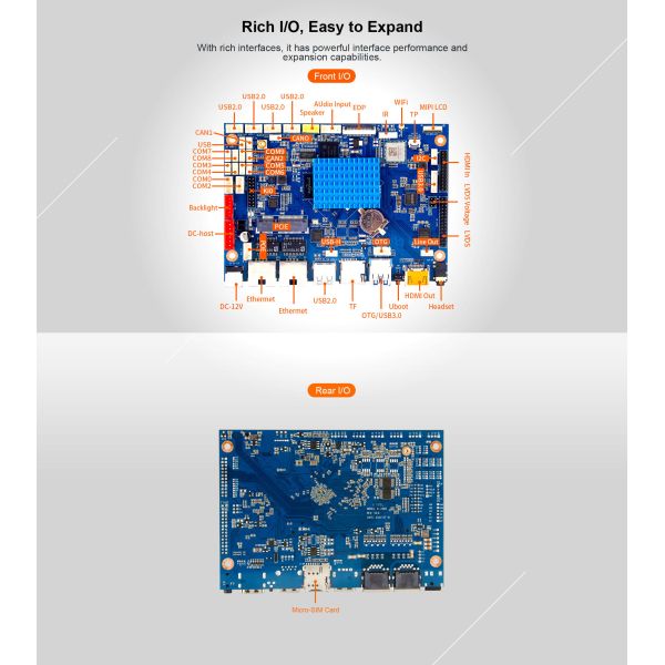 D-3568 Edge Smart Motherboard ARM quad-core A55 Optional OpenHarmony3.2