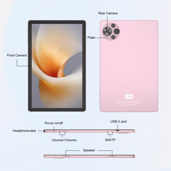 C Idea 10.5 Inch Android 14 Educational Smart Tablet For Students CM10500 Plus Pink