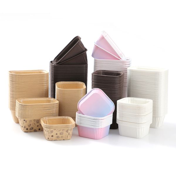 Custom Square Baking Cups - Disposable Greaseproof Liners for Cupcakes Paper Bowl