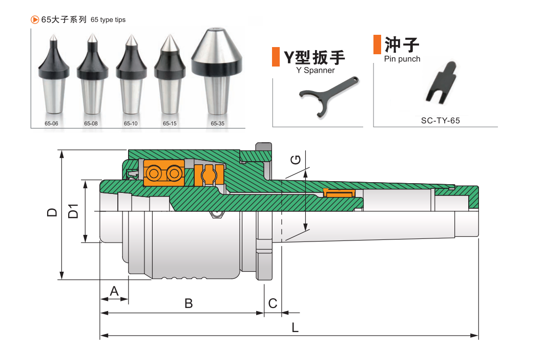 SC-65 INTERCHANGEABLE HEAVY DUTY LIVE CENTER