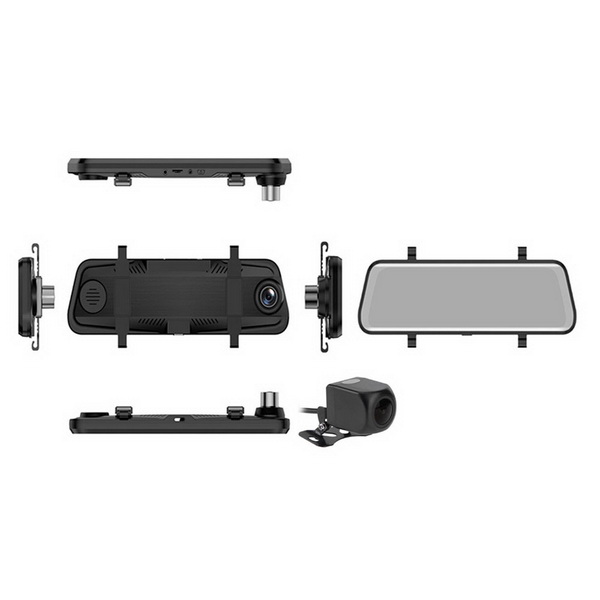 10 inch rearview mirror DVR with 2 1080P cameras support parking monitor