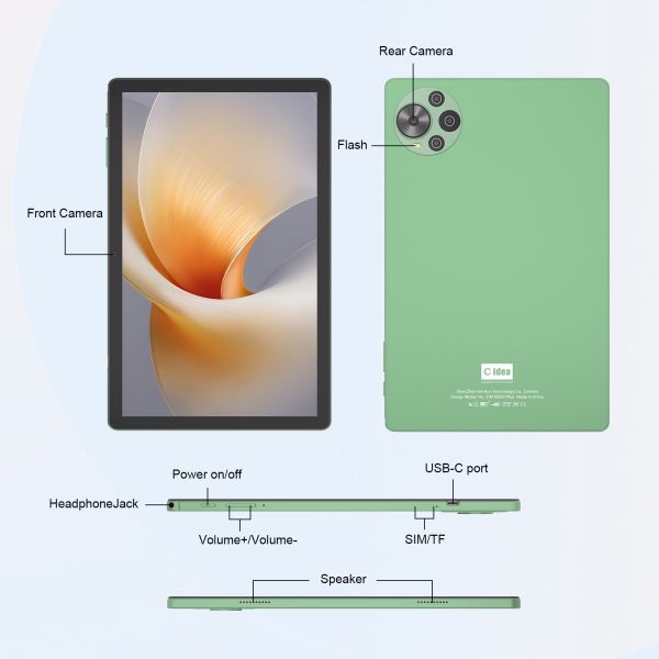 C Idea Newest 10.5 Inch Touch Screen Android Tablet with Dual SIM CM10500 Plus green