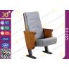 Heavy Duty Foldable Tablet Library Auditorium Chairs With Wooden Arm Surface Finish for sale