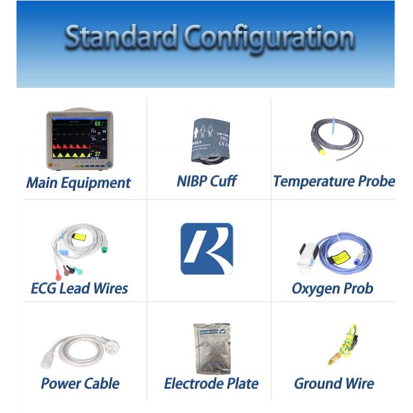 Multiparameter Veterinary Monitoring Equipment 12. 1'' TFT Touch Screen Patient Monitor