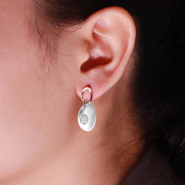 New Design Daimonds Rose Gold White Gold Two Tone Dangle Earrings(GDE018)