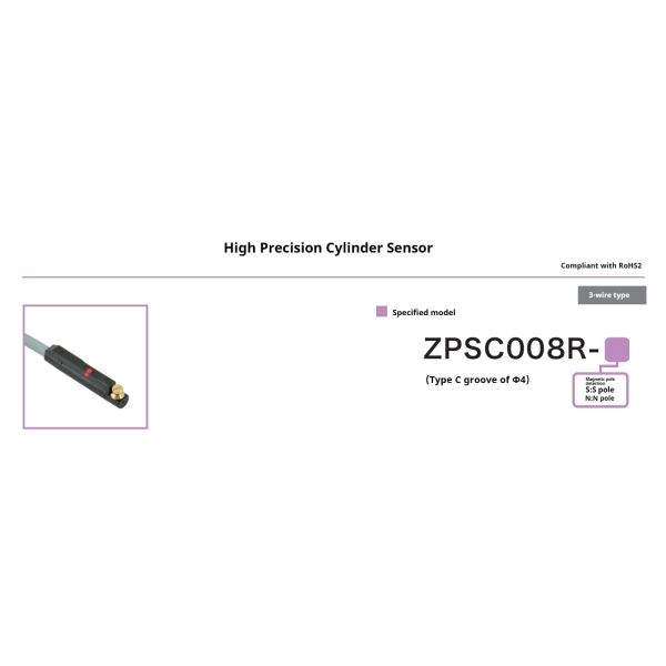 ZPSC008R Cylinder Proximity Sensor Magnetic Detection Transducer Downward SN Pole DC 5-24v 12mA Output