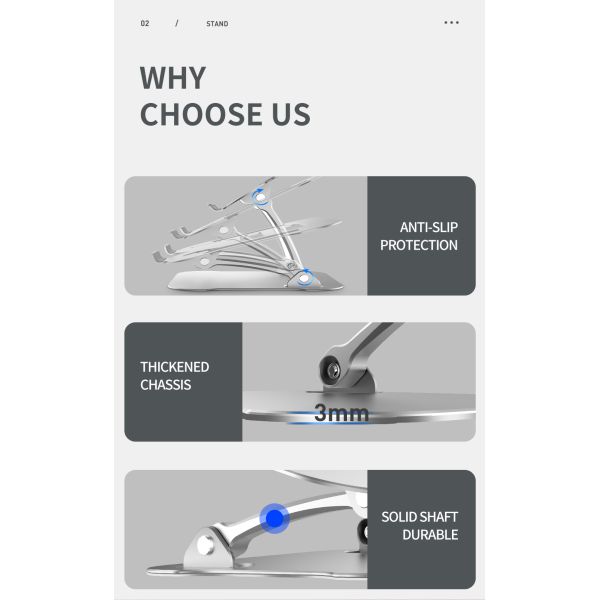 895g 17.3inch Silver Liftable Notebook Desk Stand Height Adjustable