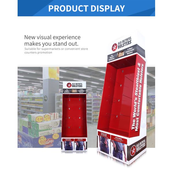 Holsters Cardboard Hook Display , Eco - Friendly Red Power Wing Display