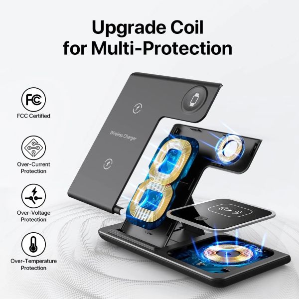 Wireless 3 In 1 Phone Watch Earbud Charger Multifunction Stand Charging Station Fast Charging Dock
