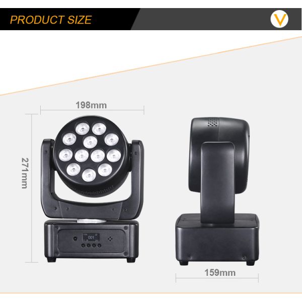 12x8W RGBW Color Mini for Moving Head Beam Wash Stage Light LED DMX Moving Head Lights for Church Party Venue DJ Shows