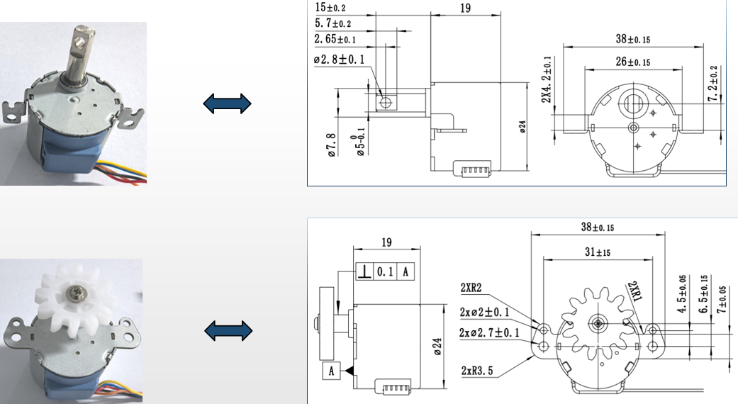 24BYJ-48 5V Gear Stepper Motor with 5.625°/64 Step Angle Customizable Parameters and Long Service Life
