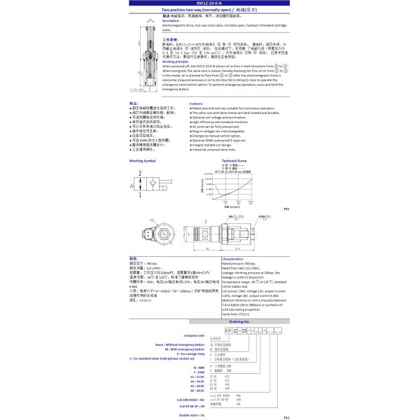 Steel Cartridge Type Solenoid Valve Threaded Two Way Two Position