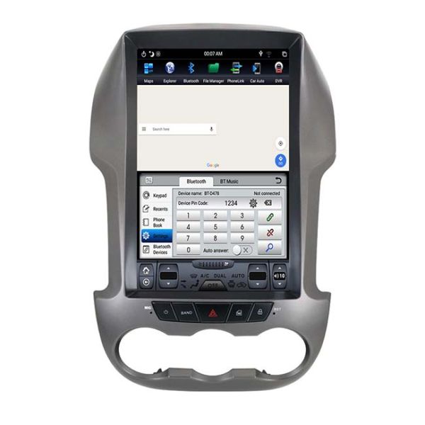 Single Din PX6 Tesla Style Head Unit Ford Ranger Vertical Screen 12.1 Inch