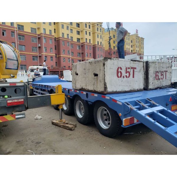 Transport Excavator with Hydraulic Gooseneck 80Tons 4 Axles Low Bed Trailer and Ladder