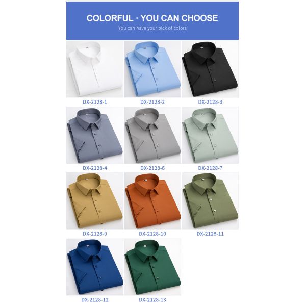 Distribution High Elastic Men's Shirt in Large Size Solid Color Business Casual Shirt