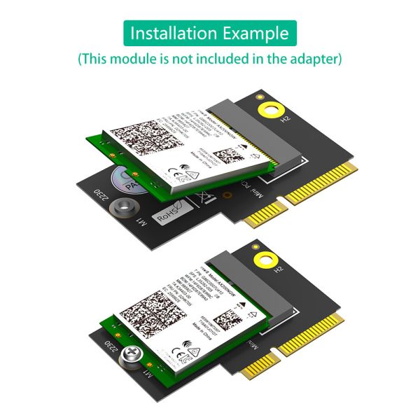 M.2 NGFF key E to Half-size Mini PCI-E Adapter for WiFi6 AX200, 9260, 8265 ,8260 ,7265 card and Y510P Model