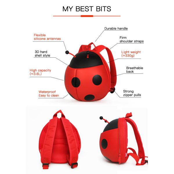 Supercute 3d Hard Shell Ladybug Eva Backpack Kids School Bags Backpack Bag