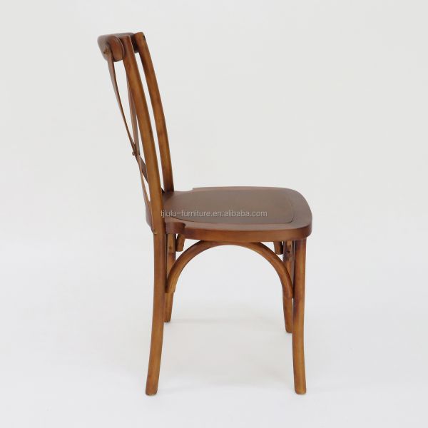 Apartment Modern Cross Back Stackable Wooden Seat Solid Wood Banquet Wedding Wooden Chair for Apartment Furniture