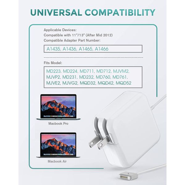 QC3.0 45W Apple Mag 2 11 Inch 13 Inch MacBook Air Charger