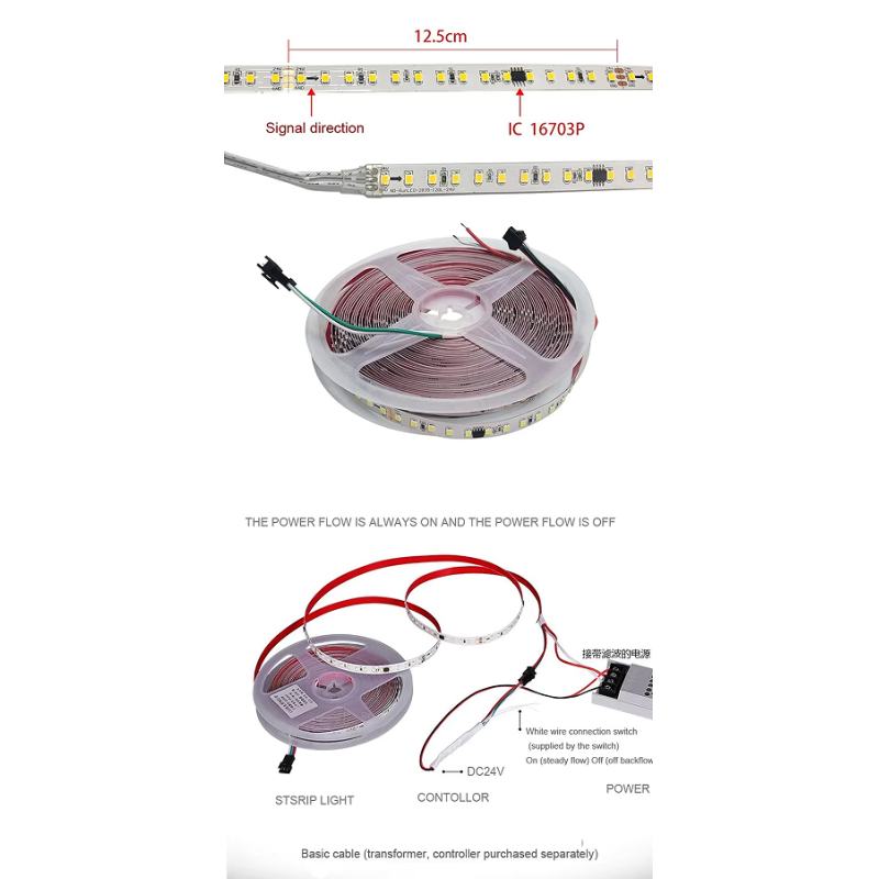 COB Strip Light 320leds 512leds 384leds 480leds Rgb Light Bar 12V 24V Waterproof Flexible Light Strip