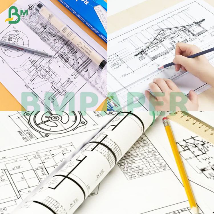80gsm Large Format Printing CAD Plotter Paper Rolls 1.2m Wdith