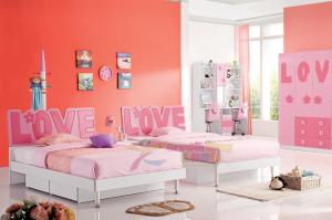 China China twins bed Pink color Girls bedroom furniture 105B on sale
