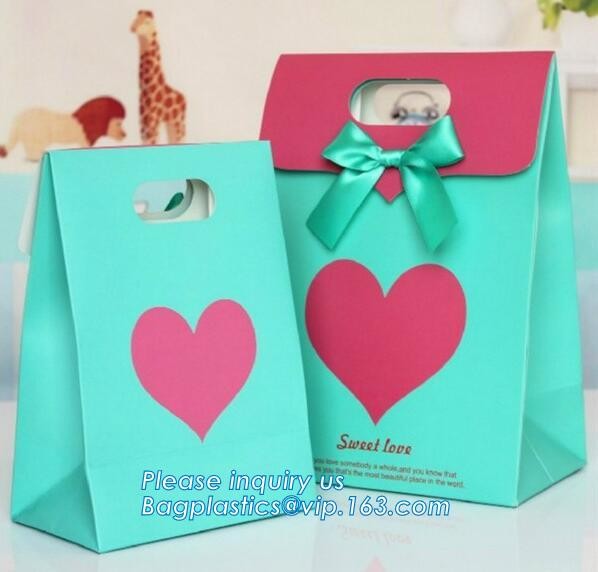 paper carrier bag,kraft paper bag,craft paper bag manufacturer,Printing Logo Paper Carrier Bag with Bowknot and Handle f
