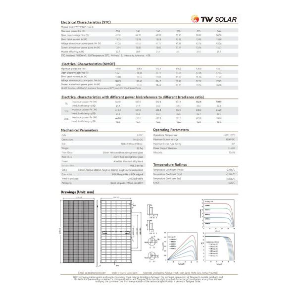 TW Home Use Solar Panels 530W - 555W