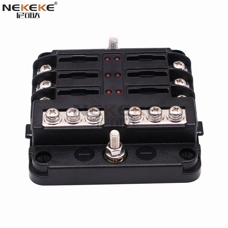 6 Way Marine Fuse Block With Negative Bus , PBT Material Boat Fuse Panel