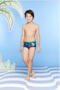 China Boys` Navy Blue And Green Octopus Print Swim Trunks - Polvo on sale