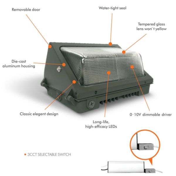 Ip65 Solar Outdoor Wall Lights 70w LED Wall Pack Lights For Parking Lot