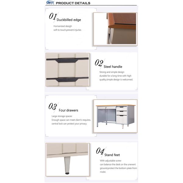 Sturdy Key Lock Multi Drawers RAL Color Steel Executive Desk