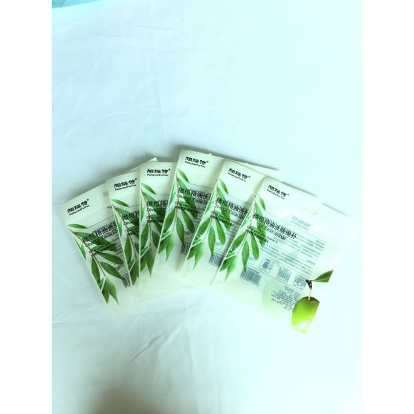 Custom Made Composite Zipper Transparent Plastic Bag For Scrub Cleansing Flour Puff