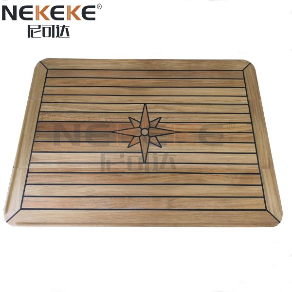 Handcrafted Rectangular Marine Teak Sliding Table Top , Yacht Wood Table Top