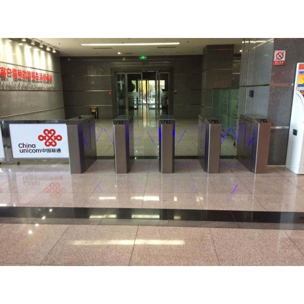 Security Flap Barrier Gate Turnstile Waist Height Pedestrian Control System With Biometrics