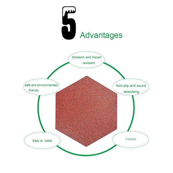 Hexagon Rubber EPDM/SBR Pavers Red Color Rubber Brick For Equestrian And Racecourse Area