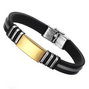 Buy cheap Tagor Stainless Steel Jewelry Super Fashion Silicone Leather Bracelet Bangle TYSR149 product