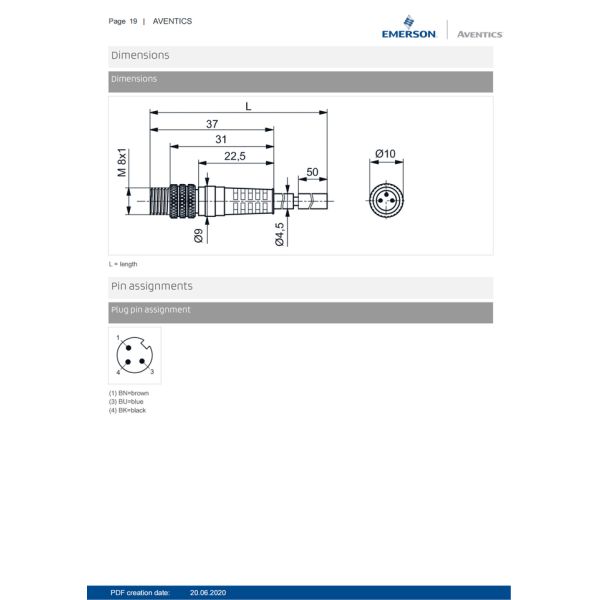 Industrial AVENTICS Cable Solution Round Plug Connectors CON-RD–8946203602
