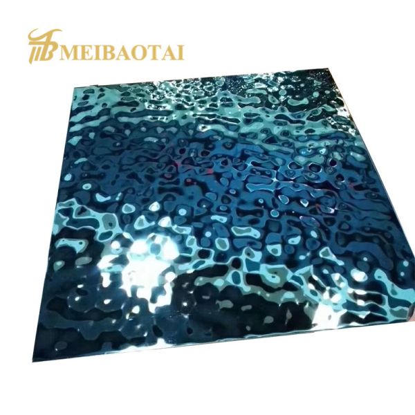 0.55mm Thickness Blue PVD Coated Mirror Finish Water Ripple Stainless Steel Sheet for Decorative Applications