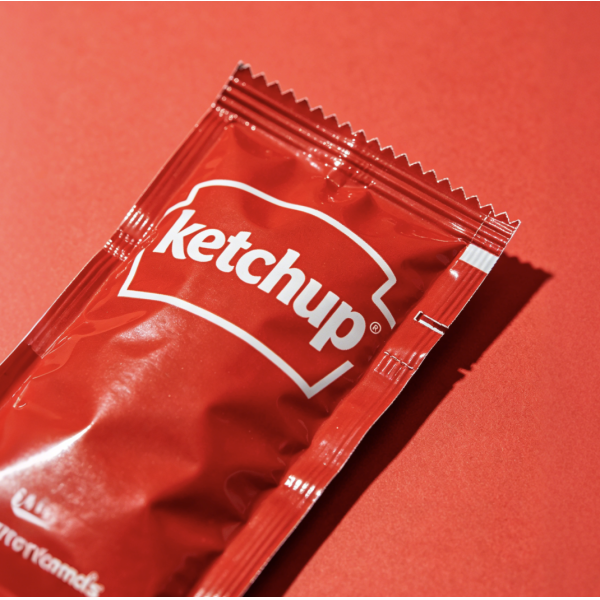 Ketchup Packet | Custom Printed Single-Use Condiment Sachet with Easy-Tear Notch for Restaurants, Hotels & Fast Food Chains
