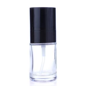 China Empty 30ml Cosmetic Container Makeup Liquid Foundation Glass Bottle With Black Pump F037 on sale