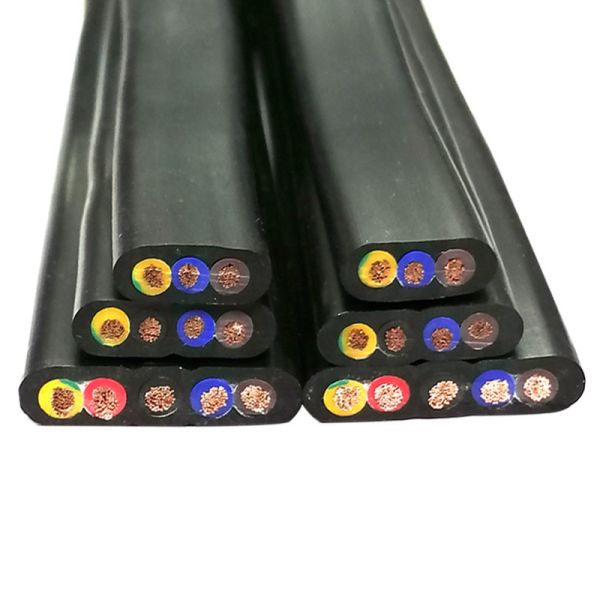 450/750V Flat Rubber Cable - Wear Resistant, Waterproof, and Tensile Resistant for Industrial and Lifting Machinery