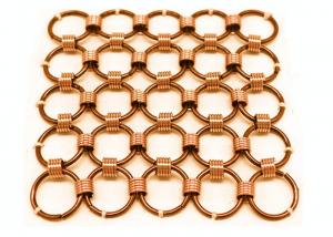 China Metal Mesh Drapery / Brass Wire Ring Mesh Curtain Conect With 8mm Circle Dia on sale