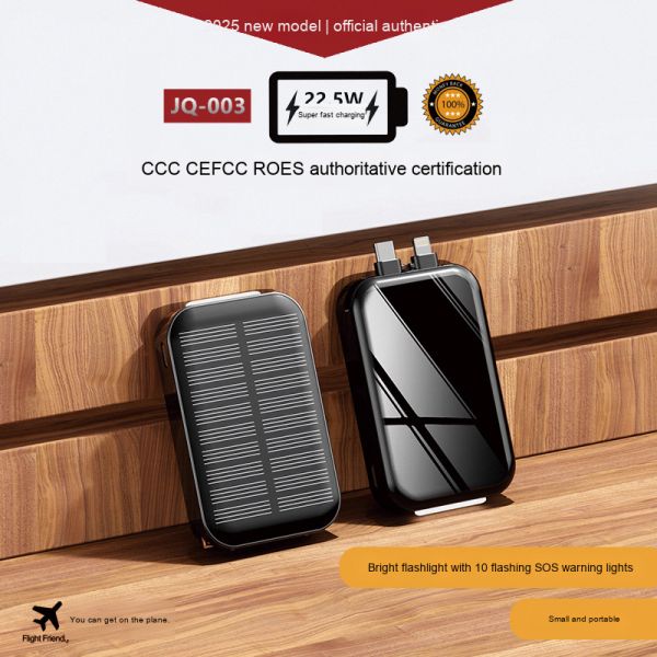 Super Mini Solar Cordless Power Bank 22.5W 5000mAh Keychain Fast Charger With Flashlight