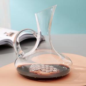 China 46oz Crystal Wine Decanter With Handle 1300ml Unique Wine Carafe Lead Free on sale